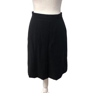 Vintage Chanel Boutique Wool Skirt Womens‎ 40 6 8 Black Slik Lined Classic